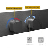 Superluxuriöses Duschsystem zur Wandmontage mit Ablage und Handtuchhalter – Gebürstetes Gun Grey