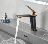 Luxus Waschtischarmatur Schwarz Roségold Weiß – Einhebelmischer | Warm- & Kaltwasser | Elegantes Bad Design