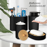 NoirLuxe Badezimmer Set – Schwarzes Badezimmer-Accessoire-Set mit Seifenspender & Zahnbürstenhalter