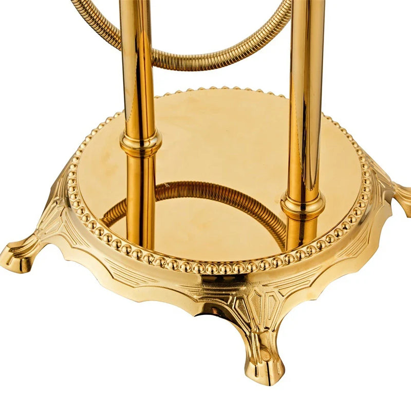 Klassischer goldener Badewannen- und Duschhahn – Doppelgriff | Wandmontage | Messing | Schläuche enthalten