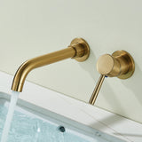 AurumWall Dreharmatur Waschbecken – Gebürstetes Gold Wandarmatur | 360° Schwenkbarer Auslauf | Warm & Kalt Mischbatterie