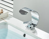 Ultraflache Waschtischarmatur in Schwarz mit Wasserfallauslauf – Elegante Mischbatterie für Aufsatzbecken