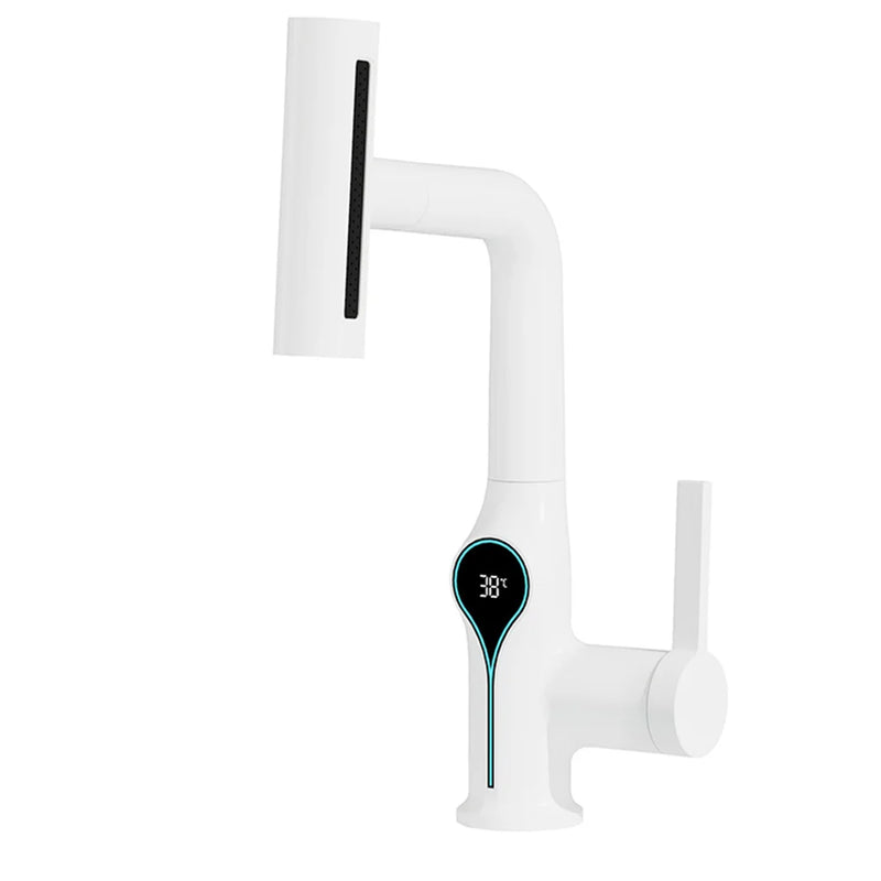 AquaGlow Wasserfall-Waschtischarmatur mit digitaler Temperaturanzeige