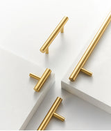 Nurlin T-Bar Messing Möbelgriff – Rund, Extra Lang, Modernes Design für Schränke, Schubladen & Kühlschrank