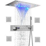 Thermostat-Duscharmatur mit LED-Anzeige – Integrierte Smart-Funktion | Quadratischer Duschstrahl | Messing | Schwarz