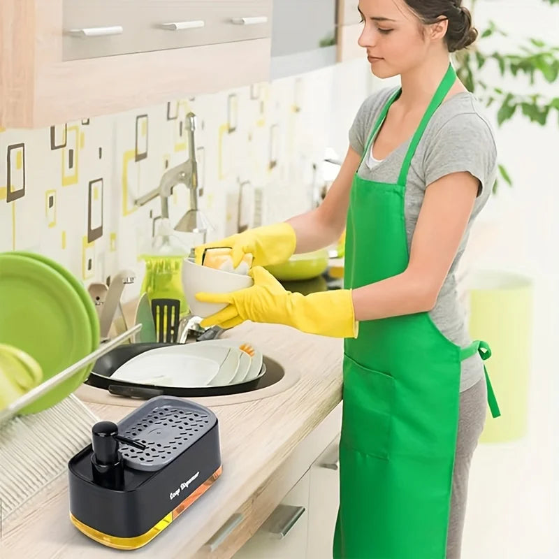 3-in-1 Seifenspender-Set mit Schwammhalter | Für die Küchenspüle