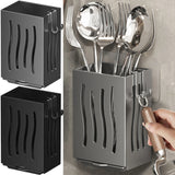 KitchenFlow Besteckhalter Wandmontage – Küchen Organizer Kunststoff | Abtropfhalter für Löffel & Essstäbchen | Platzsparende Aufbewahrung