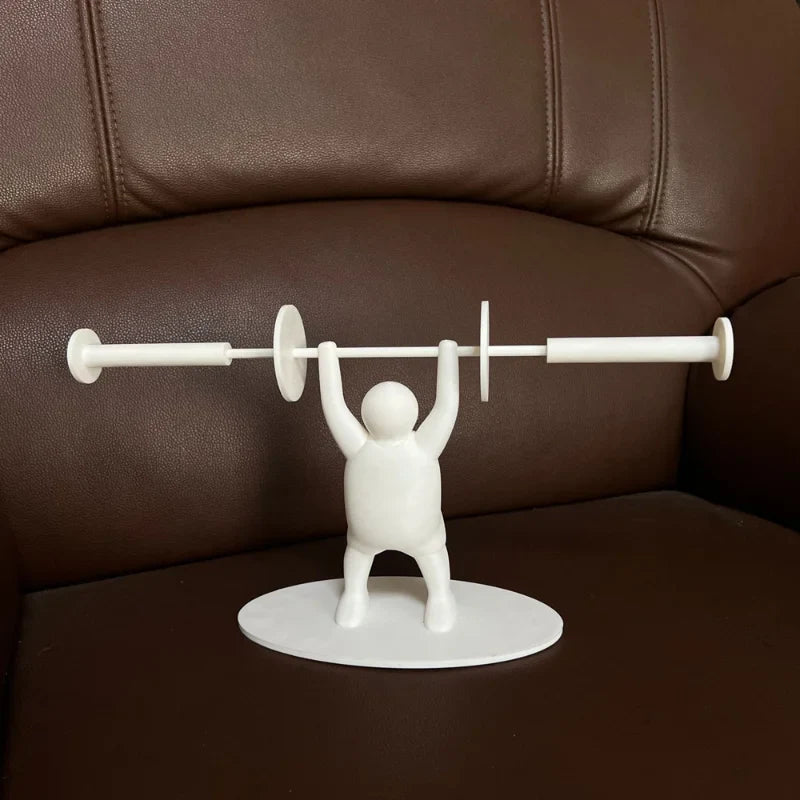 Grappige Gewichtheffer Toiletrolhouder – 3D Geprint | Staand Model | Grijs/Wit/Zwart