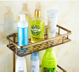 BronzeRoyal Antike Wandablage – Massiv Messing Seifen- & Shampoo-Korb