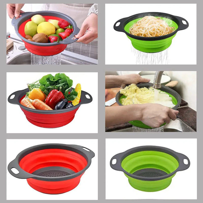 FlexiDrain – Faltbarer Silikon-Korb zum Waschen & Abtropfen