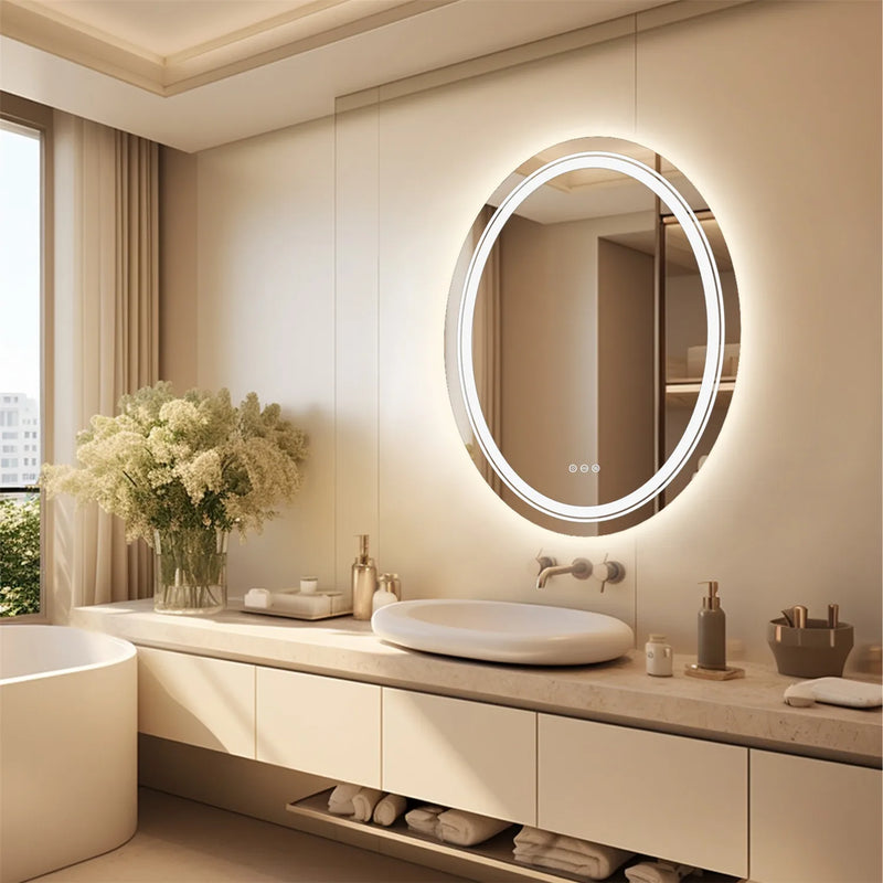 Luxuriöser ovaler LED-Badezimmerspiegel | 60 x 80 cm | Touch-Steuerung & Antibeschlag