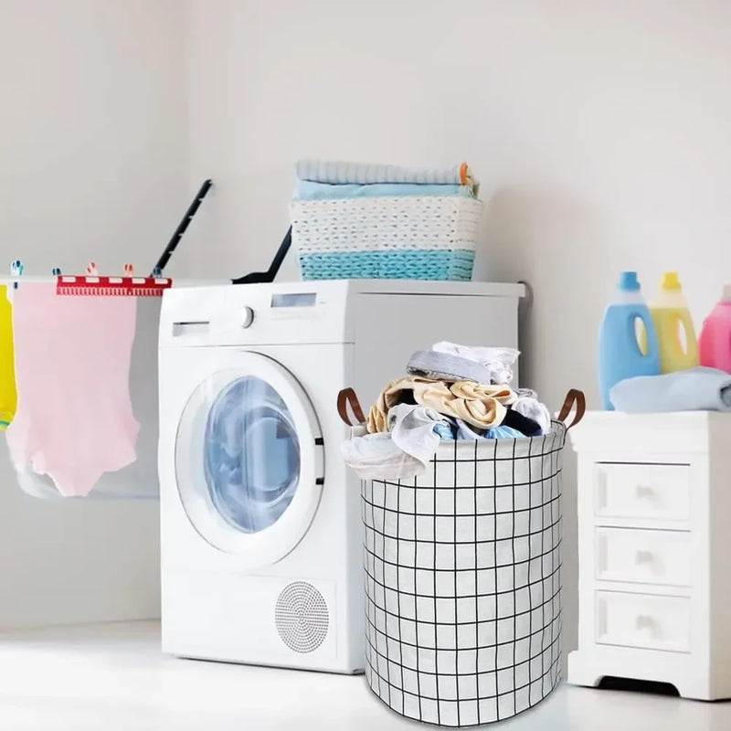 EcoStore Wäschekorb – Faltbarer Canvas & Leinen Wäschekorb mit Griffen und Kordelzug