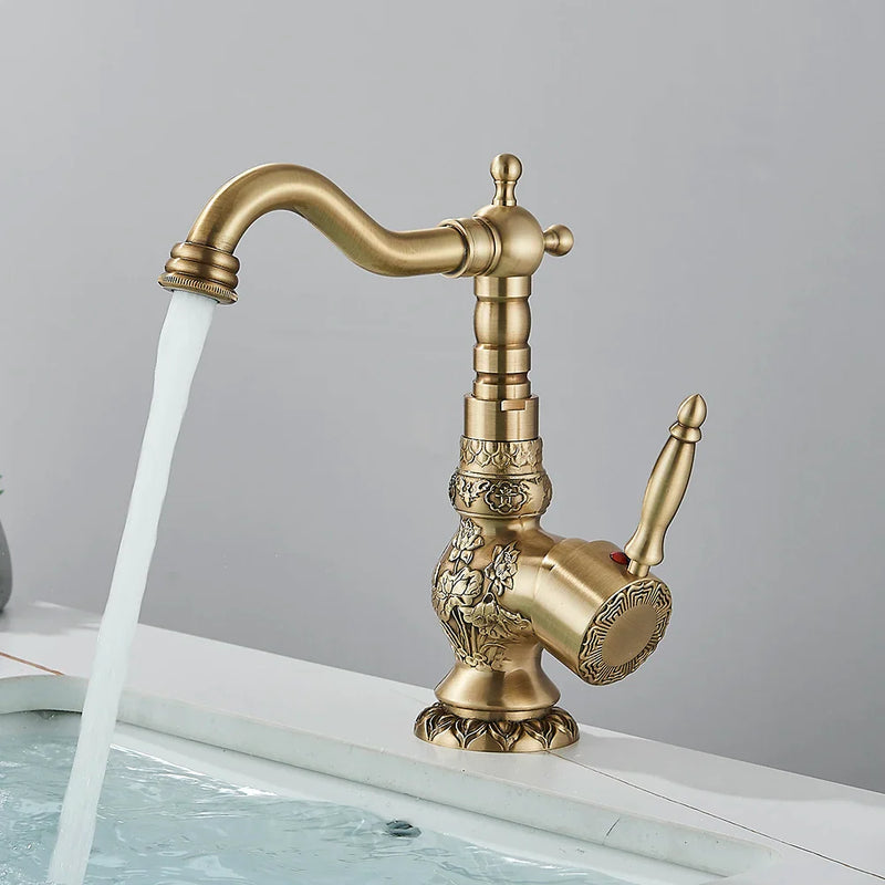 Retro Küchenarmatur – Antik Bronze | Einhebelmischer | Warmes und kaltes Wasser
