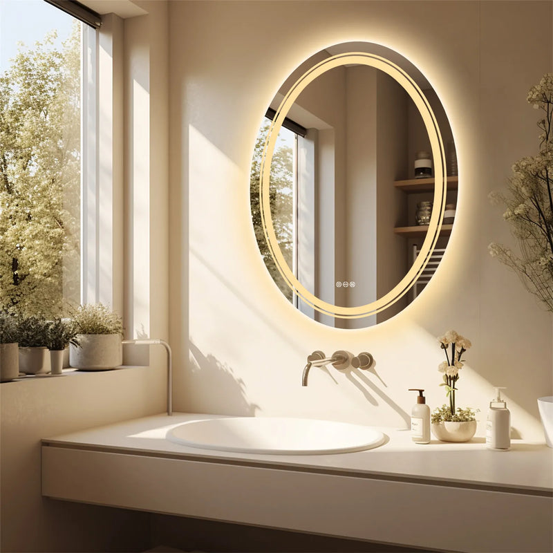 Luxuriöser ovaler LED-Badezimmerspiegel | 60 x 80 cm | Touch-Steuerung & Antibeschlag