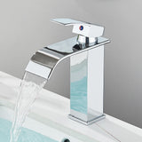 Waschtischarmatur in Schwarz mit Wasserfallauslauf und Einhebelmischer