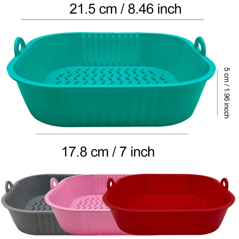 AirBake – Silikon Airfryer Topf & Backform – Wiederverwendbares Quadrat-BBQ- und Ofen-Tablett