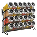 4-stufiges Gewürzregal Wand Edelstahl – Küchen Organizer | Platzsparendes Wandregal | Vorratshalter ohne Gläser