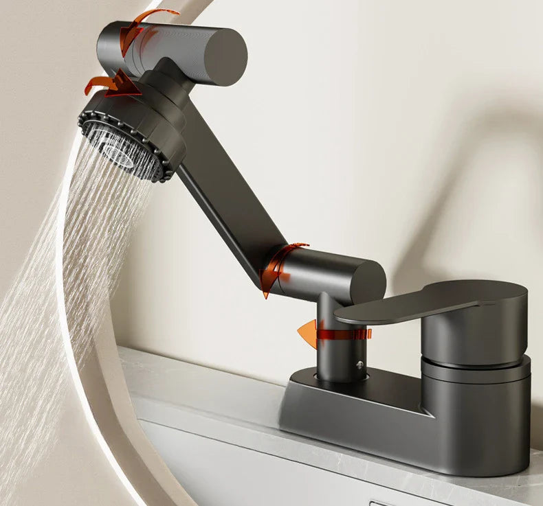 Aqua Twist Duo-Flex Waschtischarmatur – 360° drehbarer Zweilochhahn für Warm- und Kaltwasser