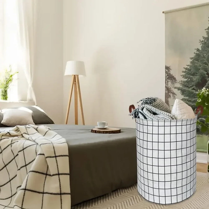 EcoStore Wäschekorb – Faltbarer Canvas & Leinen Wäschekorb mit Griffen und Kordelzug