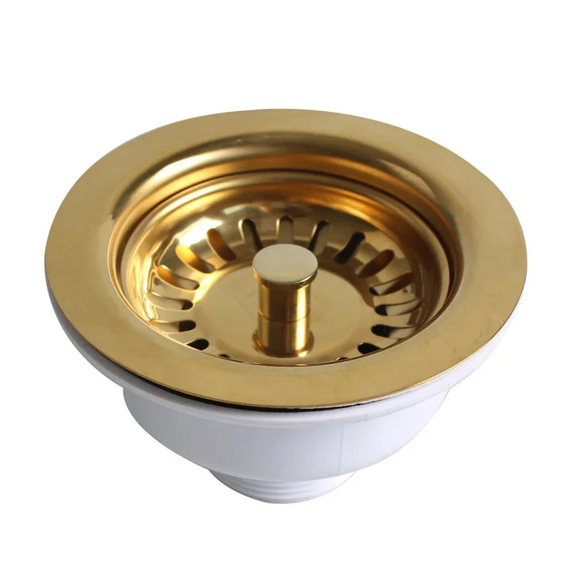 Aurelio Edelstahl Spülbecken Sieb mit Gold Finish – 114mm Ablaufstopfen für Küche und Bad