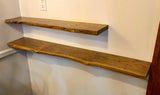 TimberEdge Massivholz Floating Regal – Rustikales Live Edge Wandboard mit Montageset