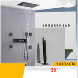 Thermostat-Duscharmatur mit LED-Anzeige – Integrierte Smart-Funktion | Quadratischer Duschstrahl | Messing | Schwarz