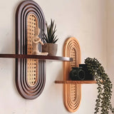 BohemiaCraft Handgefertigtes Rattan Wandregal – Boho Holz Deko & Praktischer Organizer