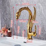 Elegante Waschtischarmatur in Schwanenform mit Wasserfallauslauf aus Messing