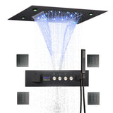 Thermostat-Duscharmatur mit LED-Anzeige – Integrierte Smart-Funktion | Quadratischer Duschstrahl | Messing | Schwarz