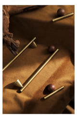 Valnora WoodLine Möbelgriff & Knopf – Bronze-Messing Look mit Walnussholz Akzent (128 mm)
