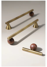 Valnora WoodLine Möbelgriff & Knopf – Bronze-Messing Look mit Walnussholz Akzent (128 mm)