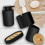 NoirLuxe Badezimmer Set – Schwarzes Badezimmer-Accessoire-Set mit Seifenspender & Zahnbürstenhalter