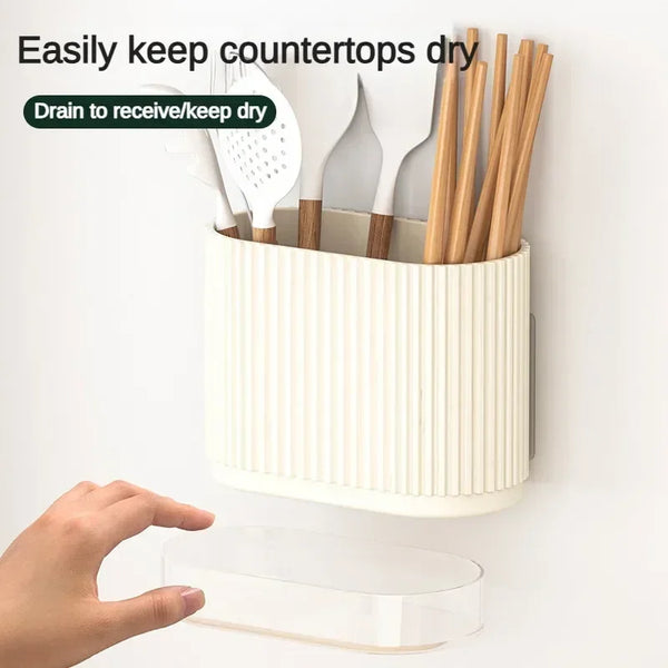 Organix – Multifunktionaler Besteckhalter mit Abfluss & Wandmontage (Ohne Bohren)