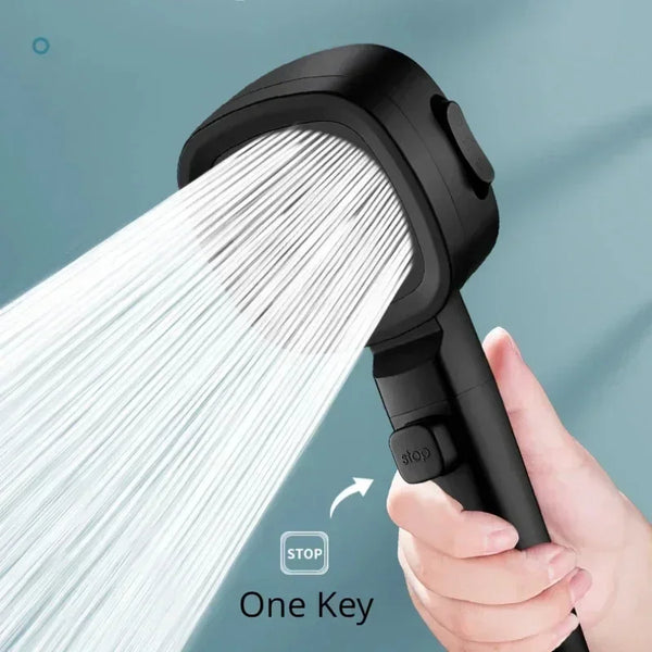 Duschkopf mit 3 Positionen | Hoher Druck | Wassersparend | Chrom-Finish
