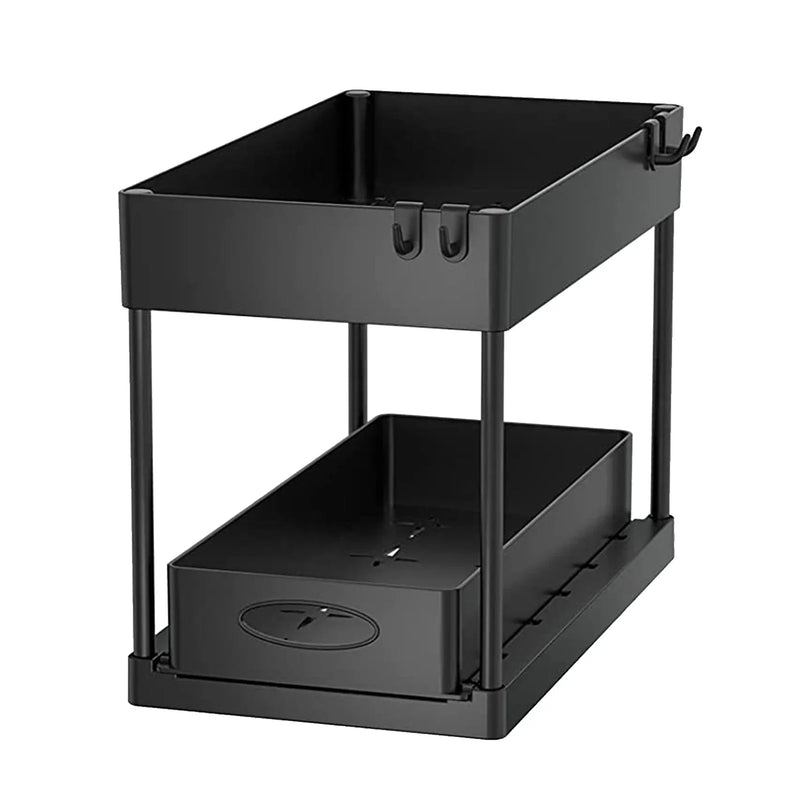 SlideEase 2-stufiger Organizer – Ausziehbarer Untergiebel-Organizer mit Korb, Haken und Bechersystem