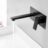 AquaLux Wandarmatur Schwarz – Waschbecken Wasserhahn Messing | Mattes Design | Warm & Kalt Mischbatterie