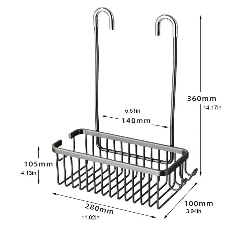 AluGrip Duschablage ohne Bohren – Abnehmbarer Badekorb aus Aluminium – Wandmontage & Edelstahl