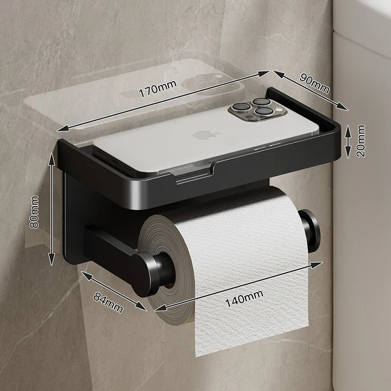 SmartHold Luxe – Toilettenpapierhalter aus Aluminium mit Telefonablage