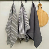 3-teiliges Küchenhandtuch-Set aus Baumwolle – 100% Baumwolle | 45x60 cm | Grau | Saugfähig & Strapazierfähig