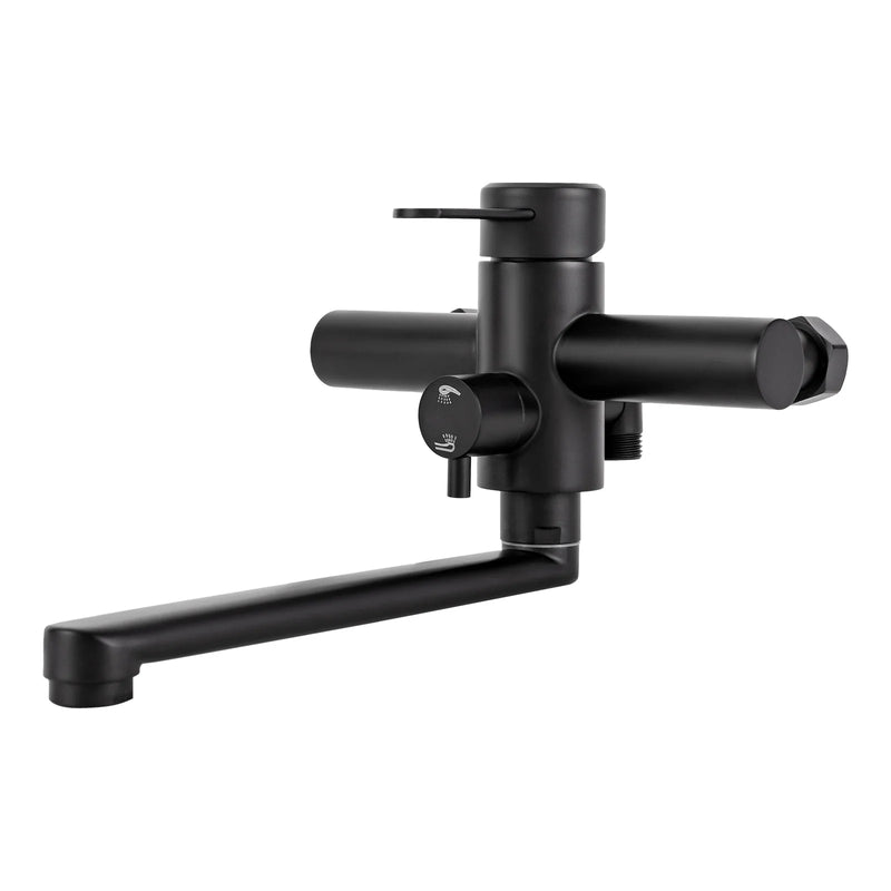 AquaFlex Wandarmatur mit Seitensprühkopf – 360° Drehbarer Küchenhahn aus Gebürstetem Edelstahl