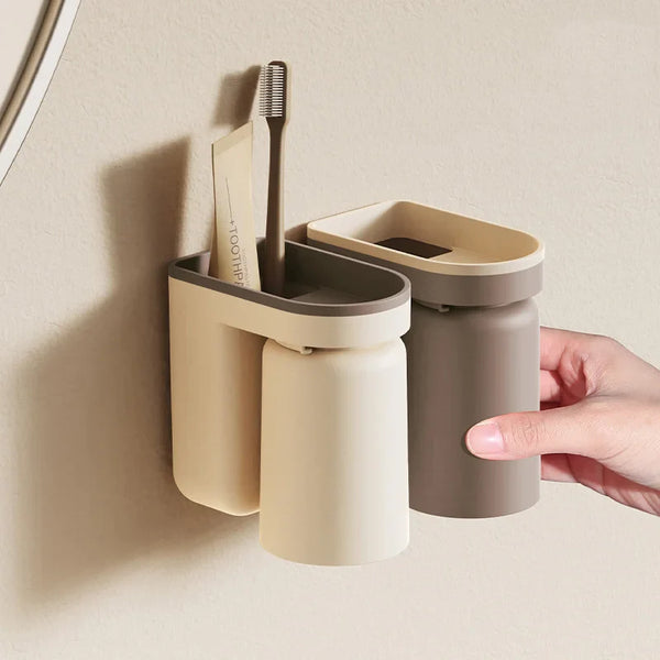 DuoClean 2-in-1 Wandhalterung für Zahnbürste und Becher – Clevere Aufbewahrung ohne Bohren