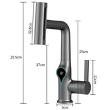 Wasserfall-Waschtischarmatur mit digitaler Temperaturanzeige und höhenverstellbarem Auslauf