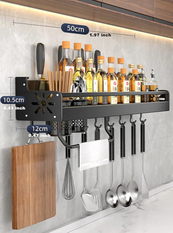Metalen Keukenwandplank – Zelfklevend & Schroefbaar | Antislip Golfpatroon | Inclusief Montageaccessoires