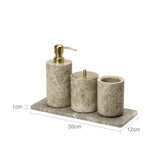 ImperioMarble Emperador Light – Luxus Naturmarmor Badezimmer Accessoires Set (7-teilig)