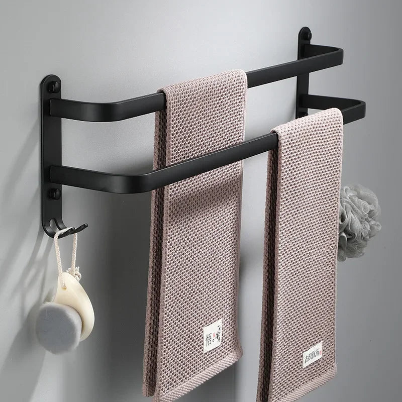 Fester Handtuchhalter – Schwarzes Aluminium | Schraubmontage