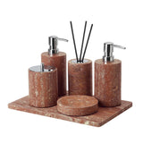 Rubèra Rotes Travertin Badezimmer-Set – Vintage Naturstein Eleganz