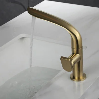 AquaLux Waschtischarmatur – Schwenkbarer Luxus Kalt-Warm-Wasserhahn mit Messinggehäuse