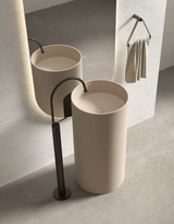 Einfaches rundes freistehendes Waschbecken – Mattweiß | Integriertes Design