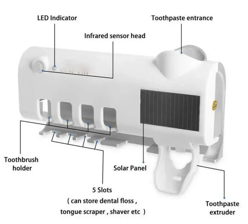 SolarBright UV-Zahnbürstenhalter mit Zahnpastaspender