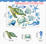 SeaWorld Wandtattoos Unterwasserwelt – Meerestiere Kinderzimmer Aufkleber mit Schildkröte, Delfin & Fisch